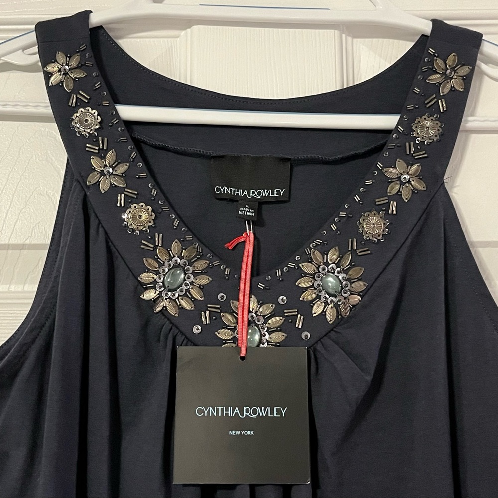 Cynthia Rowley beaded embellished swing top L